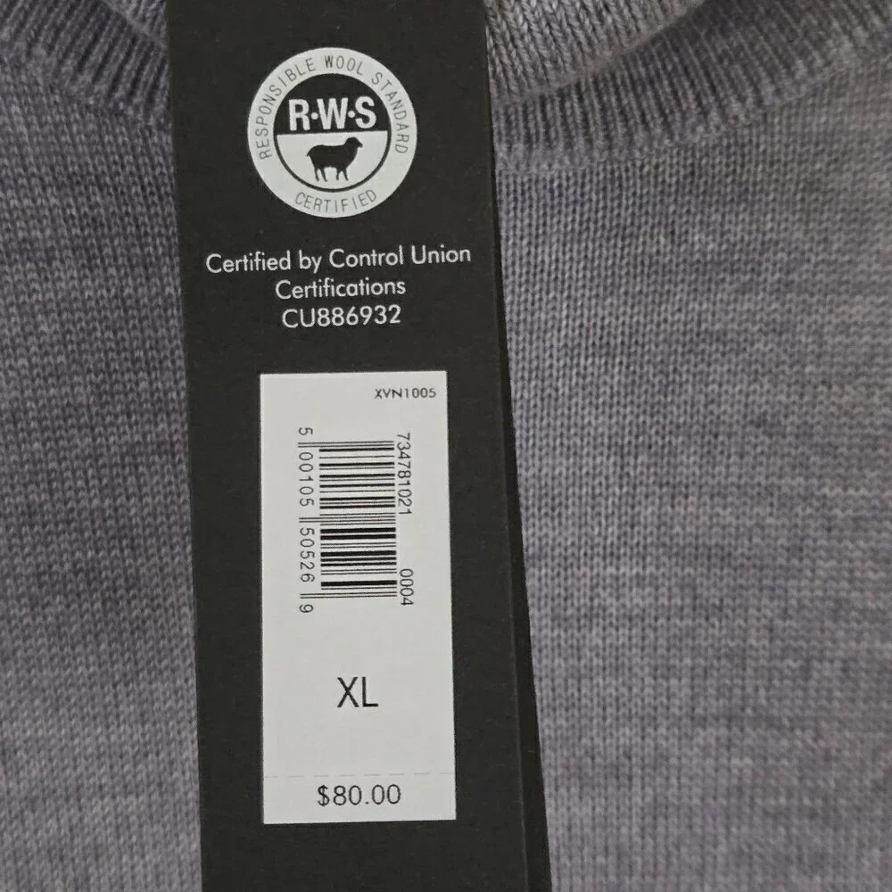 Banana Republic NWT Gray Merino Wool Lightweight Turtleneck Sweater Size XL